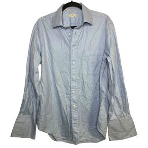 Ermenegildo Zegna Dress Shirt Size 17 43 Mens Blue Striped French Cuff Button